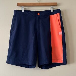 New Rhone Barrier Swim Short Navy Blue Orange Stripe XXL 8” Inseam* NWT